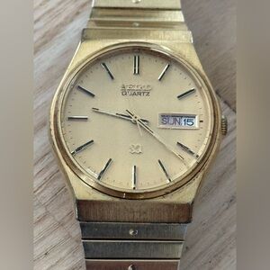 Seiko Rare Original Prism Crystal Vintage Watch Gold Dial Case Bracelet Day Date
